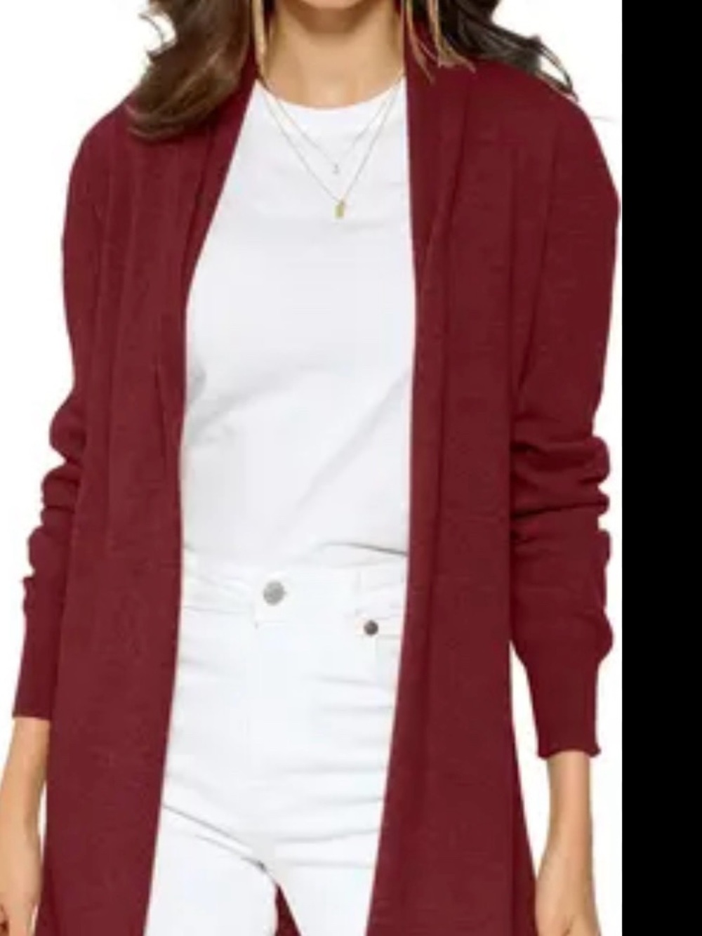 360 Cashmere Women's Rust Cashmere Long Sleeve Open Cardigan Sweater small